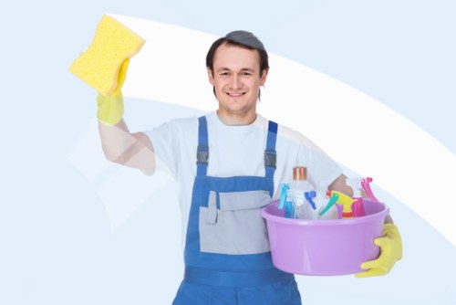 Cleaner Barnes cleaning a bright and tidy living room