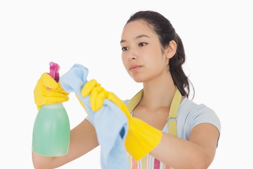 Commercial cleaning team working in a Barnes office reception area