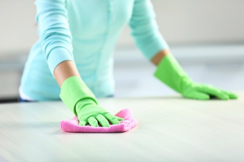 Local Barnes technician treating a carpet stain in a home