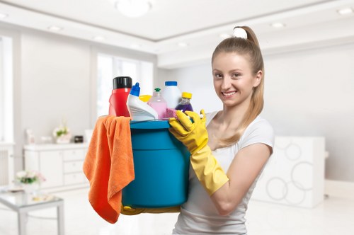Detail-focused Barnes cleaning service maintaining a polished workspace